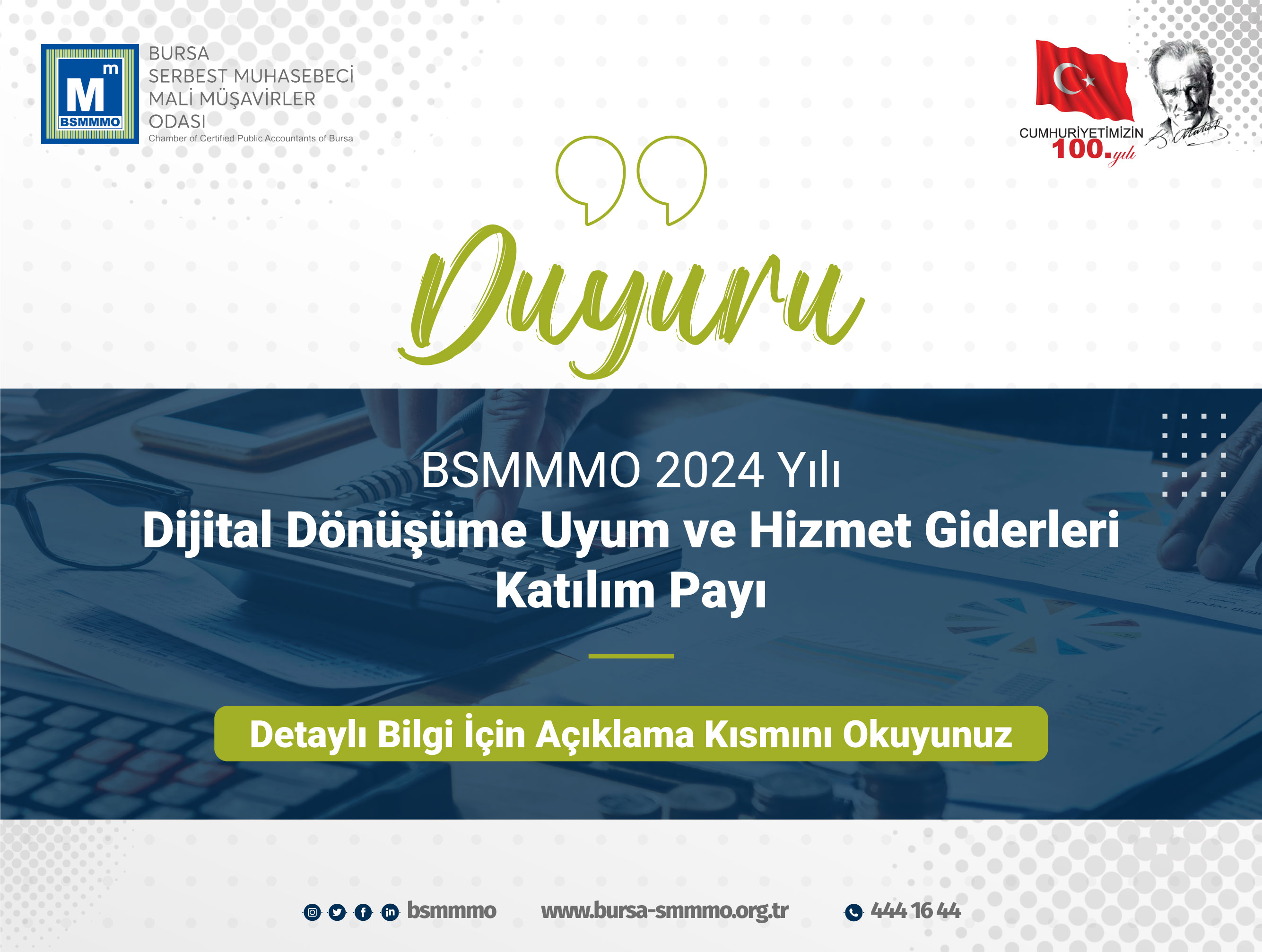 BSMMMO 2024 yılı Dijital Dönüşüme Uyum ve Hizmet Giderleri Katılım Payı hk.
